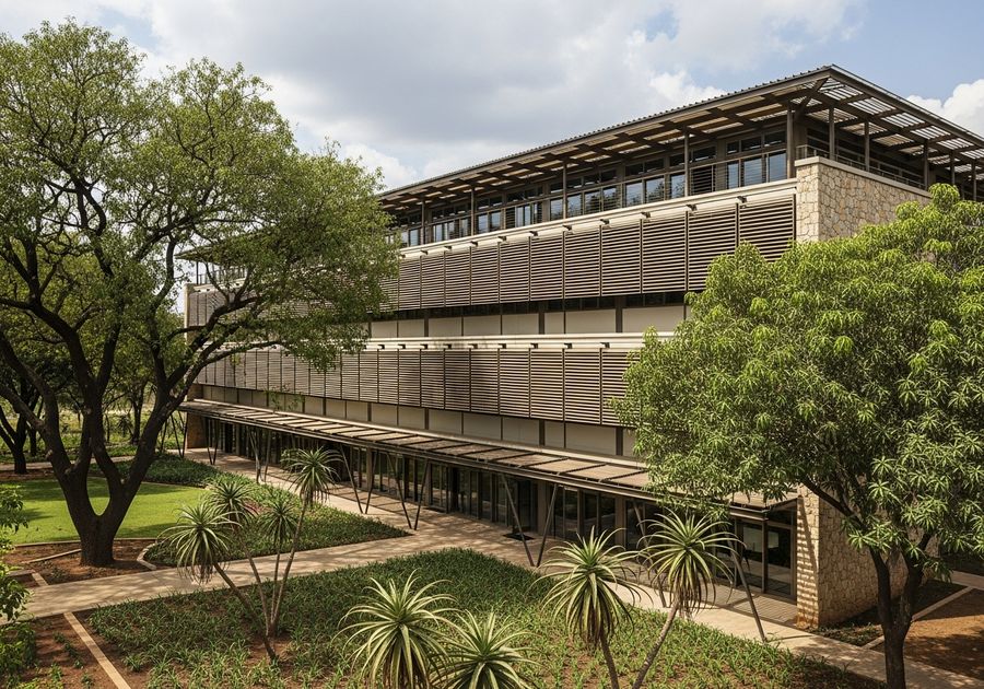 LEED-certified low-rise sustainable office building in East Africa